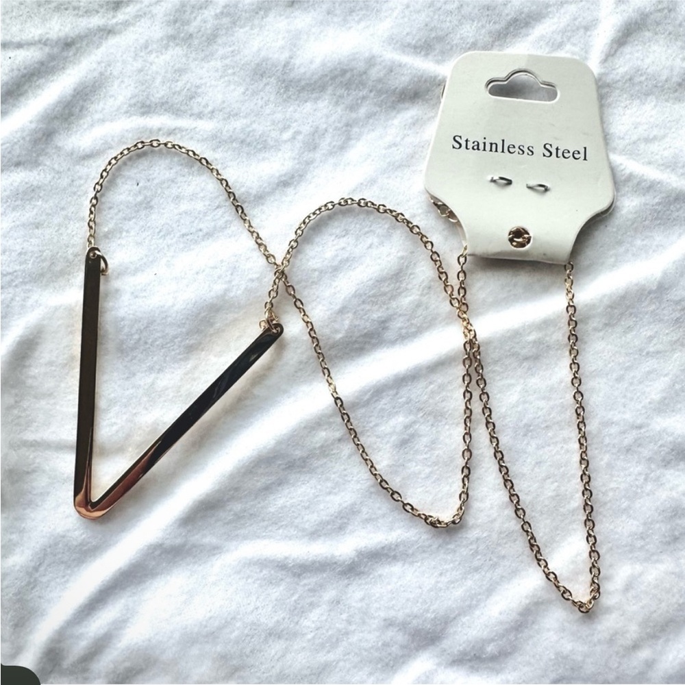 Gold Stainless Steel V-Shaped Necklace